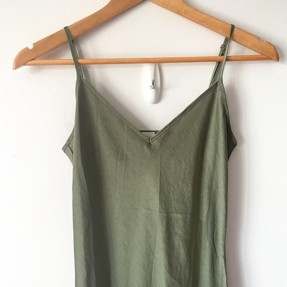 Aritzia Wilfred Sonnet Satin Slip Lace Dress Sage Green Size XS - Picture 5 of 8